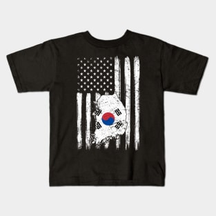 Vintage Korea Sunflower Flag Korea Lover Kids T-Shirt